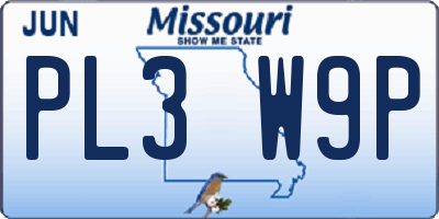 MO license plate PL3W9P