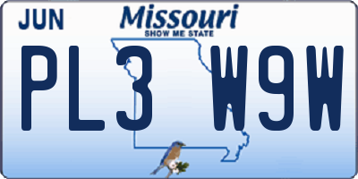 MO license plate PL3W9W