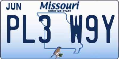 MO license plate PL3W9Y