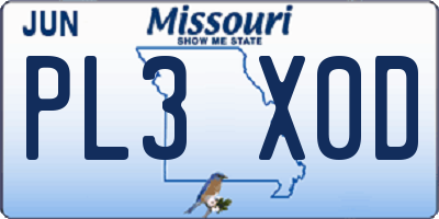 MO license plate PL3X0D