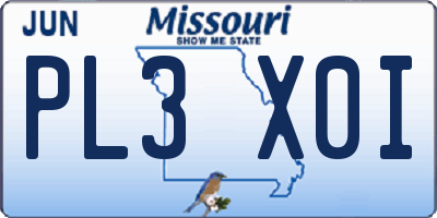 MO license plate PL3X0I