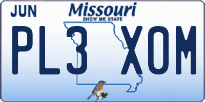 MO license plate PL3X0M