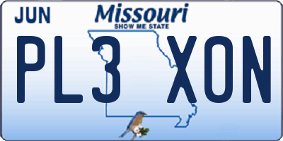 MO license plate PL3X0N