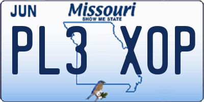 MO license plate PL3X0P
