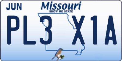 MO license plate PL3X1A