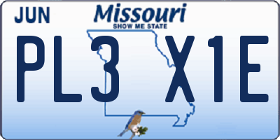 MO license plate PL3X1E