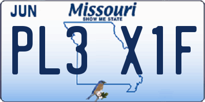 MO license plate PL3X1F