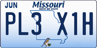 MO license plate PL3X1H