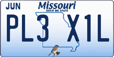 MO license plate PL3X1L