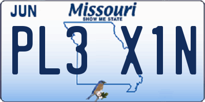 MO license plate PL3X1N