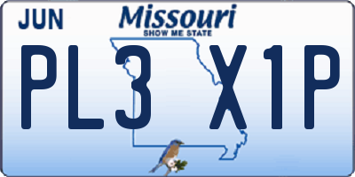 MO license plate PL3X1P