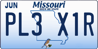 MO license plate PL3X1R
