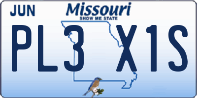MO license plate PL3X1S