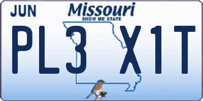 MO license plate PL3X1T