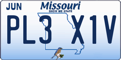 MO license plate PL3X1V