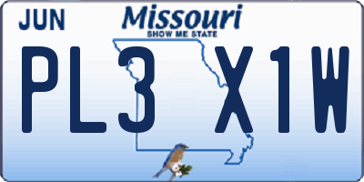 MO license plate PL3X1W