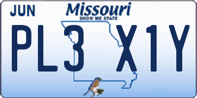 MO license plate PL3X1Y