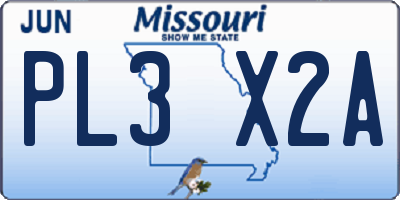 MO license plate PL3X2A