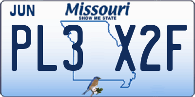 MO license plate PL3X2F