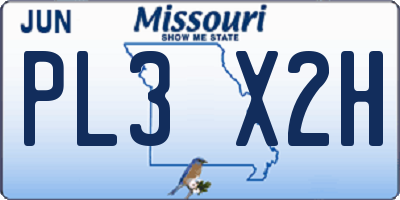 MO license plate PL3X2H