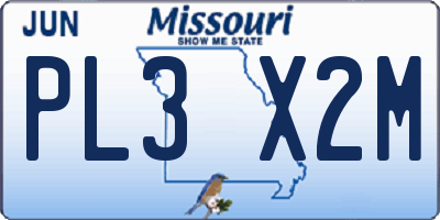 MO license plate PL3X2M