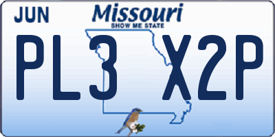 MO license plate PL3X2P