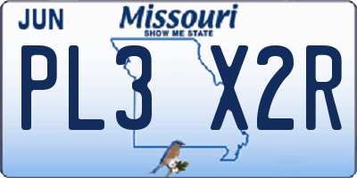 MO license plate PL3X2R