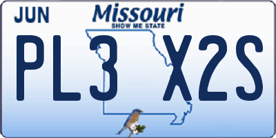 MO license plate PL3X2S