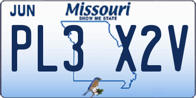 MO license plate PL3X2V