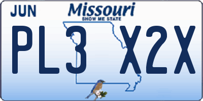 MO license plate PL3X2X