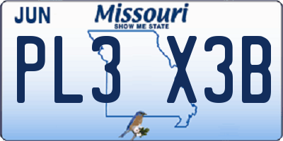 MO license plate PL3X3B