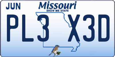 MO license plate PL3X3D