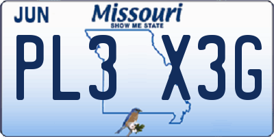 MO license plate PL3X3G