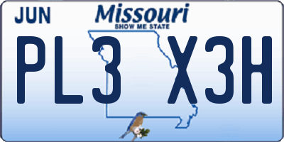 MO license plate PL3X3H