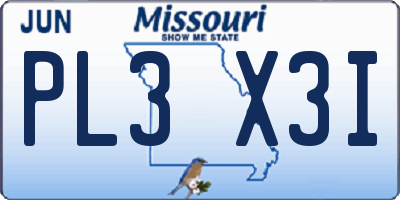 MO license plate PL3X3I
