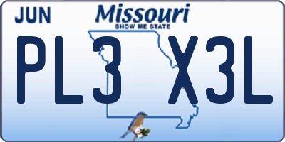 MO license plate PL3X3L