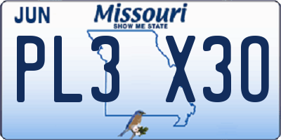 MO license plate PL3X3O