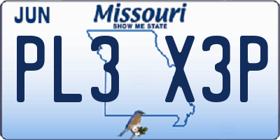 MO license plate PL3X3P