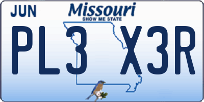 MO license plate PL3X3R