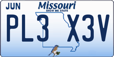 MO license plate PL3X3V