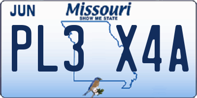 MO license plate PL3X4A