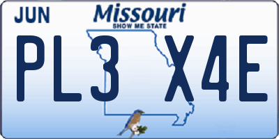 MO license plate PL3X4E