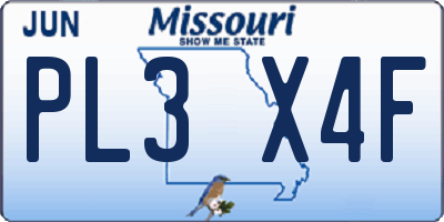 MO license plate PL3X4F