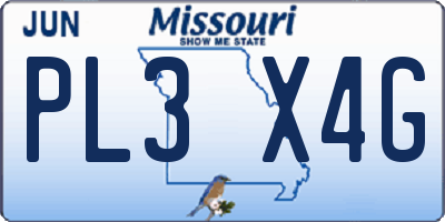 MO license plate PL3X4G
