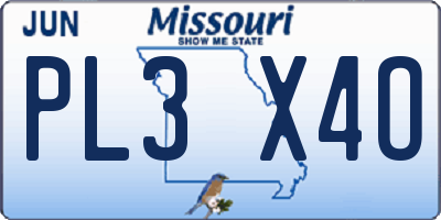 MO license plate PL3X4O