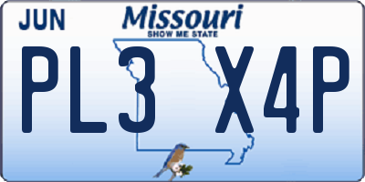 MO license plate PL3X4P