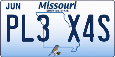 MO license plate PL3X4S