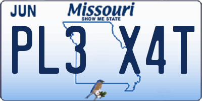 MO license plate PL3X4T