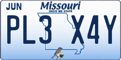 MO license plate PL3X4Y