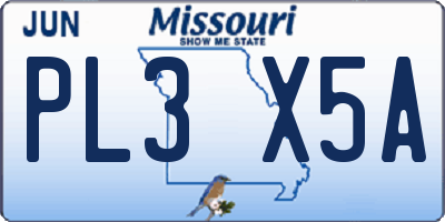 MO license plate PL3X5A